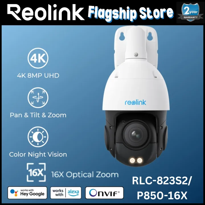 Reolink P850 RLC-823S2 4K 8MP PoE PTZ Camera | 16X Optical Zoom | 360° Auto Tracking Pan Tilt Zoom | Spotlight Siren Active Deterrent CCTV Official Malaysia | Lazada Malaysia