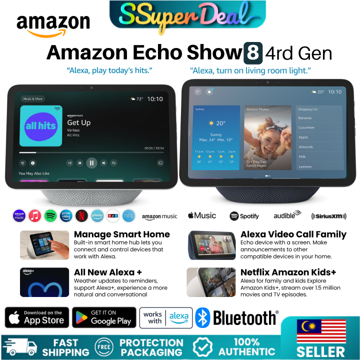 Amazon Echo Show 8 (4nd Gen) 8.7inch Touch Screen Smart Home Hub Alexa Video Call Digital Photos Netflix Spotify Youtube | Lazada Malaysia