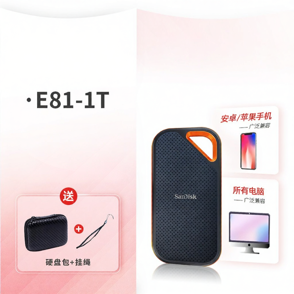 Sandisk | Large Capacity Shockproof Waterproof Dustproof Encrypted High Speed Portable SSD 8TB