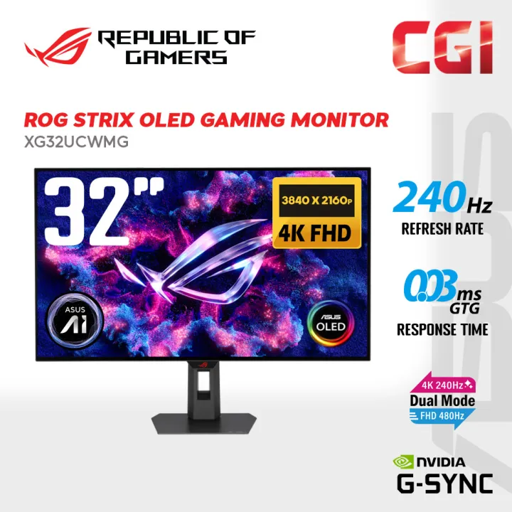 Asus32" ROG Strix WOLED XG32UCWMG Dual Mode G-Sync Adaptive Sync (4K@240Hz, FHD@480Hz) Gaming Monitor | Lazada Malaysia