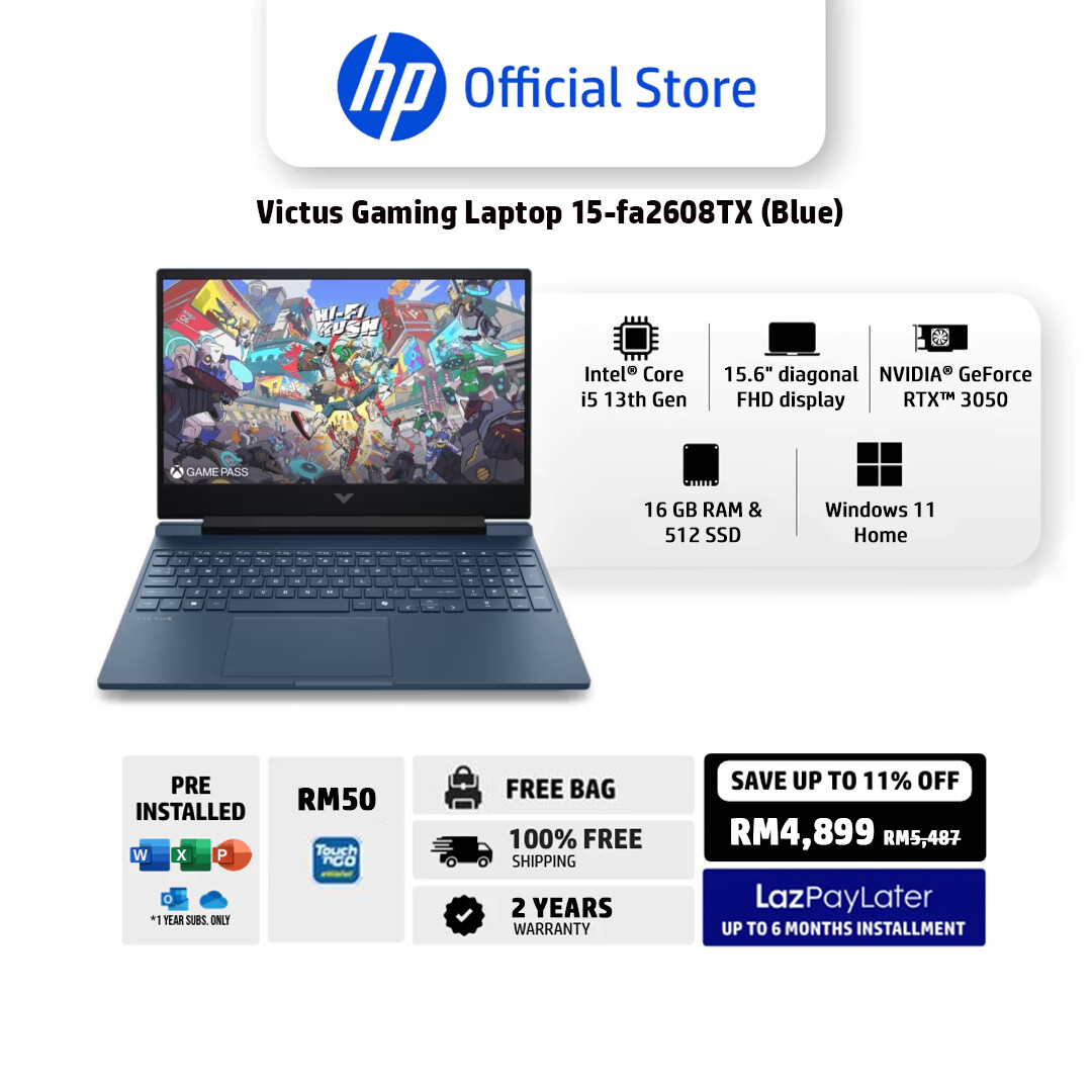 HP Victus Gaming 15.6 inch Laptop 15-fa2607TX 15-fa2608TX 15-fa2609TX | 13th Generation | Intel Core i5 | NVIDIA GeForce RTX 3050 | 16 GB RAM | 512 GB SSD | Windows 11 Home