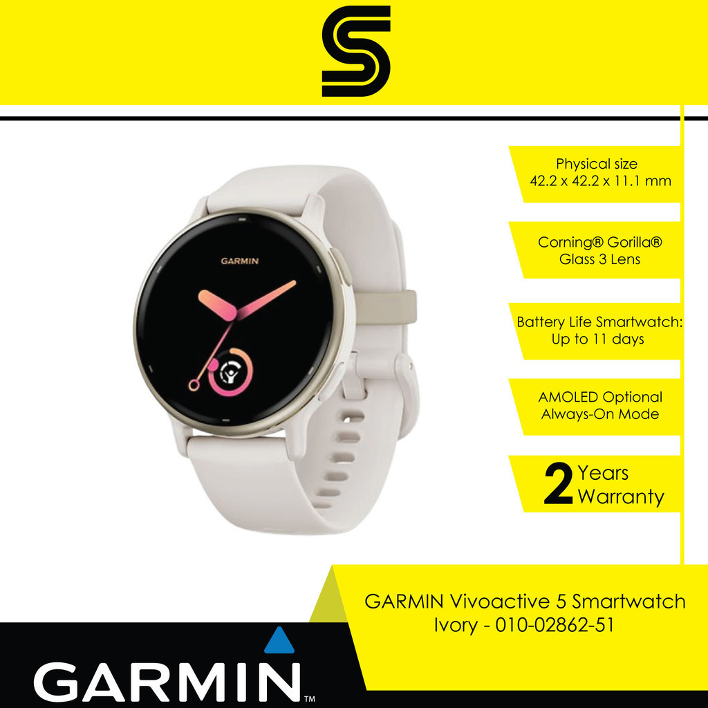 GARMIN Vivoactive 5 Smartwatch - Ivory - 010-02862-51