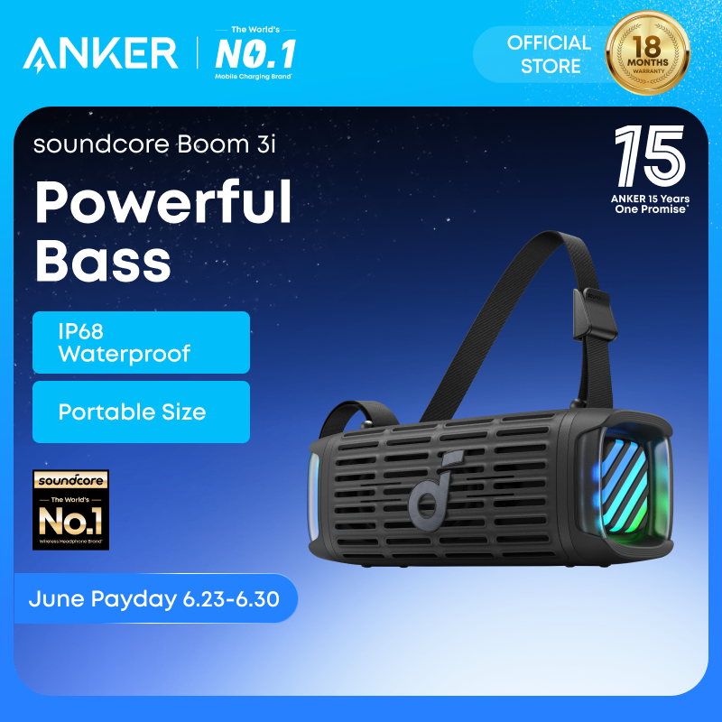[Hot] ANKER soundcore Boom 3i Portable Rugged Waterproof Outdoor Speaker with 16H Playtime -D5100