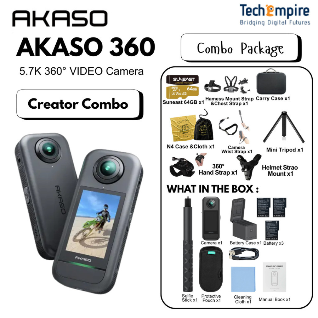 AKASO 360 - Action Camera | 5.7K 360 Video | 72MP 360 Photos | Dual 1/2" 48MP Sensors