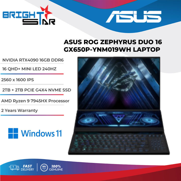ASUS ROG ZEPHYRUS DUO 16 GX650P-YNM019WH - Gaming Laptop(16"/ R9-7945HX/64GB (32X2) DDR5/TB + 2TB PCIE G4X4 NVME SSD/NVIDIA RTX4090/W11/2Y Warranty) | Lazada Malaysia