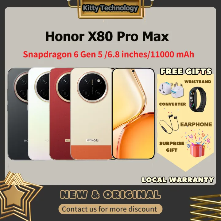 Honor X80 Pro Max Mobile Phone|Snapdragon 6 Gen 5|6.8 inches 120Hz AMOLED Screen Phone| 11000 mAh Large Battery|90W Fast Charging | Lazada Malaysia