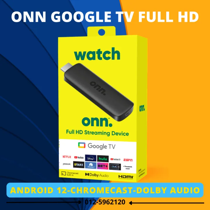 ONN. 2K FULL HD Certified Android google TV, certified Android TV version 12, streaming device , Dolby Audio. Chromecast | Lazada Malaysia