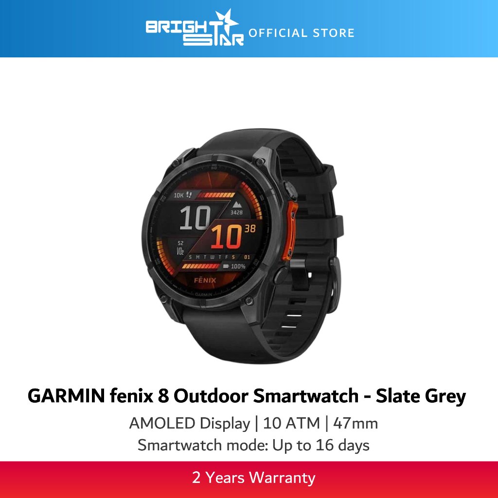 GARMIN fenix 8 AMOLED 47mm GPS Smartwatch - Slate Grey