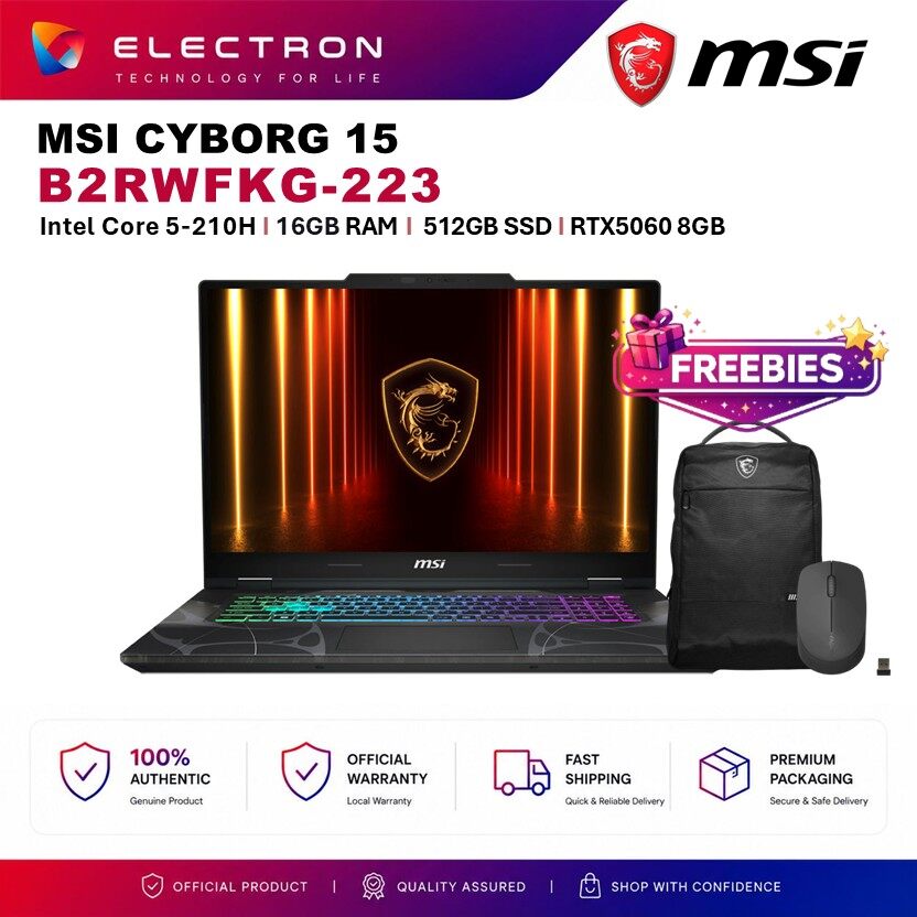 MSI Cyborg 15 B2RWFKG-223 15.6 FHD Gaming Laptop ( NVIDIA® GeForce RTX™ 5060 Core 5 210H 16GB 512GB SSD W11 )