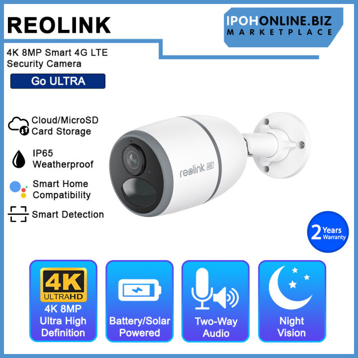 REOLINK GO ULTRA 4K 8MP Wire-Free Smart 4G LTE Battery-Powered Solar Security Camera with Smart Detection | Lazada Malaysia