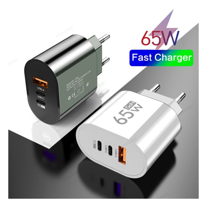 GaN 65W USB Type C EU / US Plug Charger Mobile Phone Power Adapters For Quick Charging Wall Charger | Lazada Malaysia