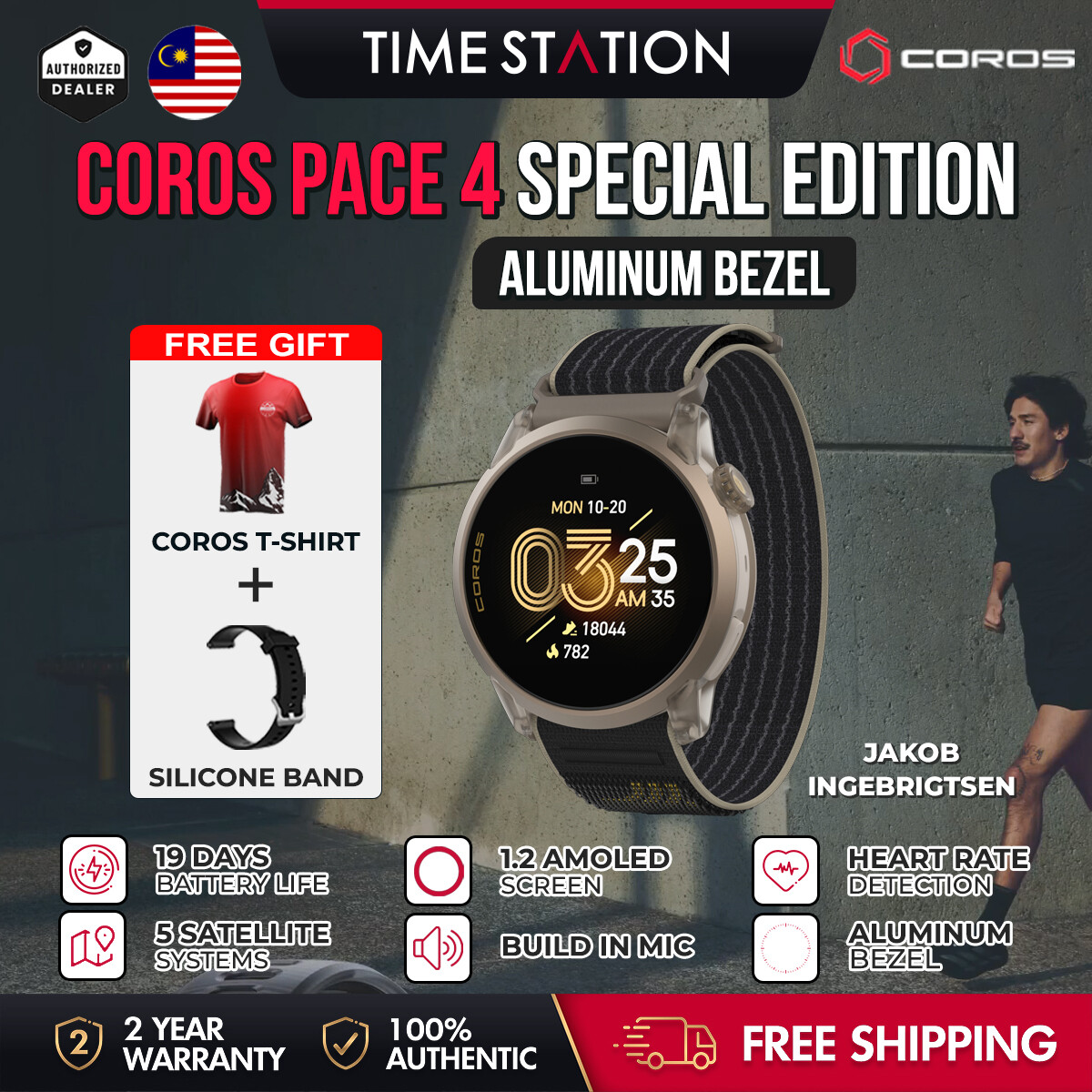 COROS PACE 4 Aluminum Bezel GPS Sport Watch Sync to Strava Jam Smart Watch Running Gym Outdoor GPS Tracker Smartwatch