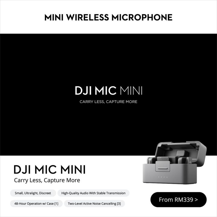 DJI Mic Mini - High Quality Mini Wireless Microphone | Ultralight | Two-level Active Noise Cancellation | 48-Hours Operation | Lazada Malaysia