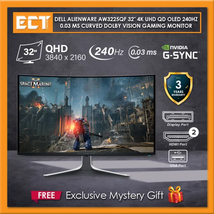 Dell Alienware AW3225QF 32" 4K UHD QD OLED 3840 x 2160 240Hz 0.03 ms Response Rate Curved Dolby Vision Gaming Monitor | Lazada Malaysia