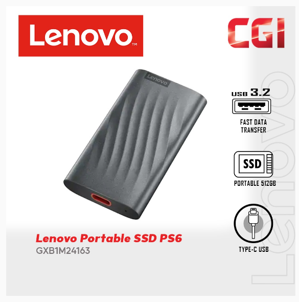 Lenovo PS6 512GB USB-C Lightweight Portable SSD - GXB1M24163 | Shopee Malaysia