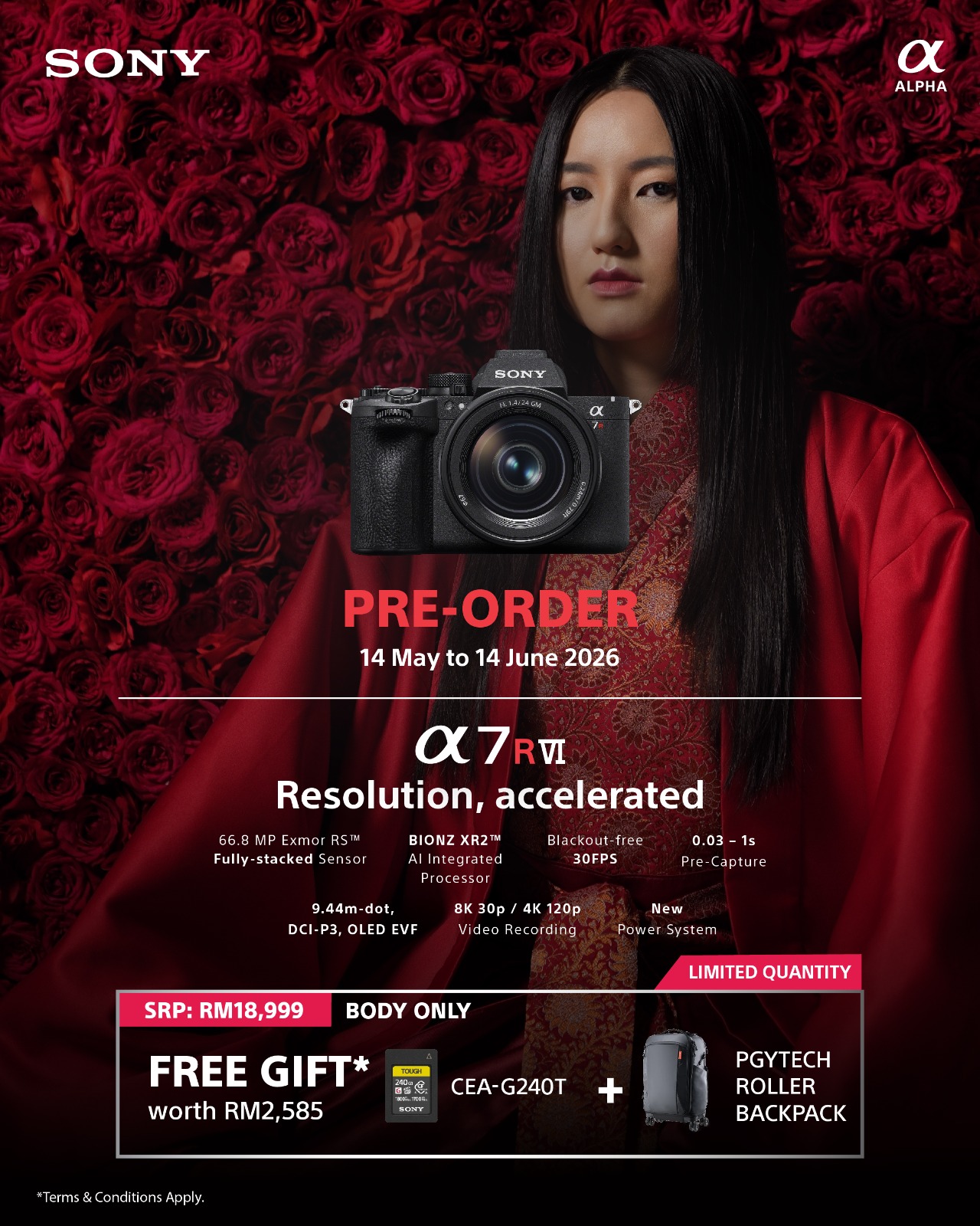 Sony a7R VI Mirrorless Camera | 66.8MP | 8K30p | 4K120p Video Capability | AI-powered Autofocus Performance