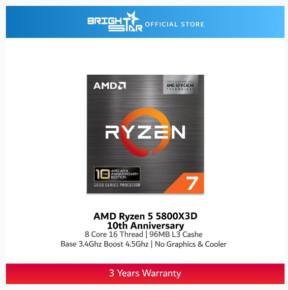 AMD Ryzen™ 7 5800X3D Gaming Processor 10th Anniversary | Shopee Malaysia