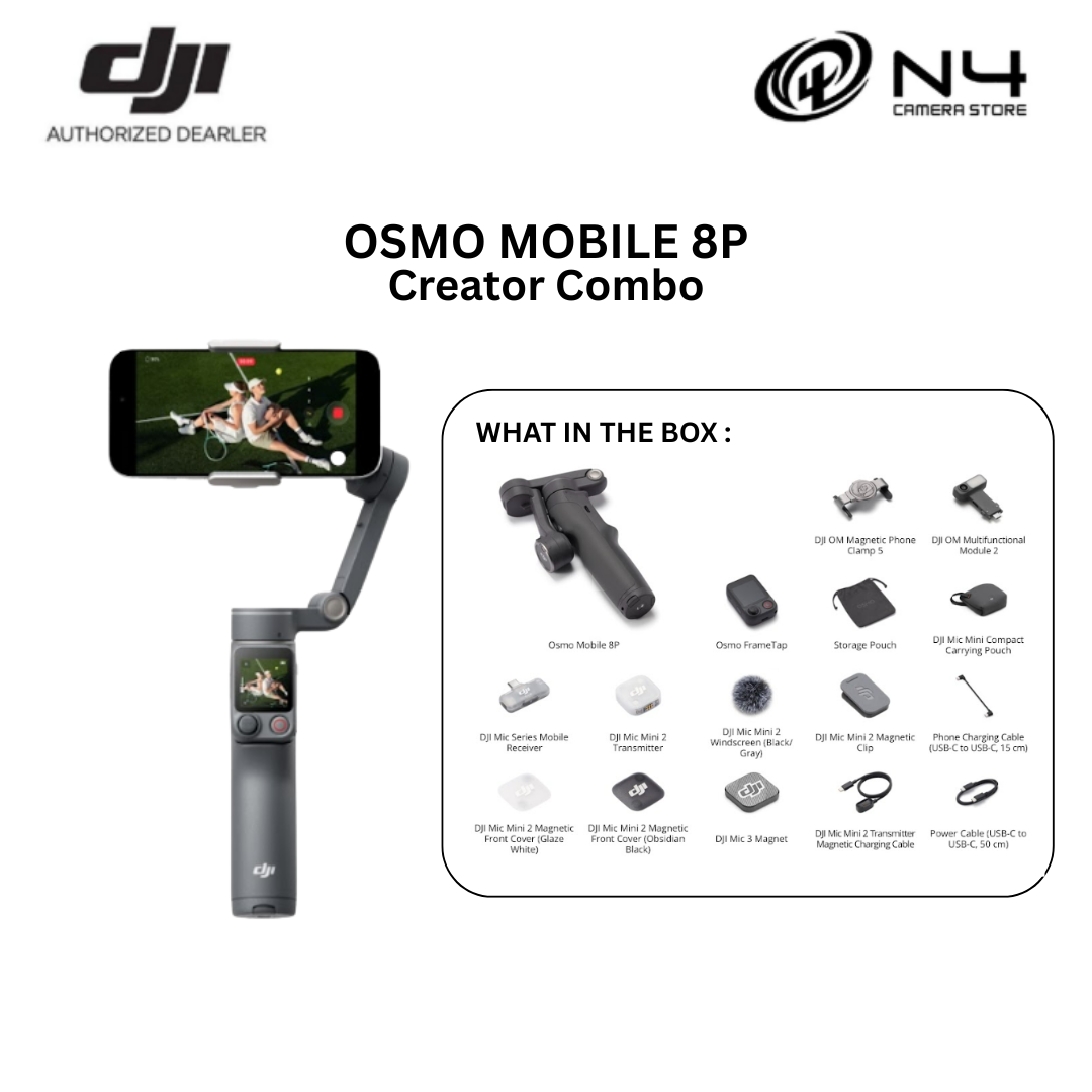 DJI OM8 OSMO MOBILE 8P/OSMO MOBILE 8P Native Tracking|3-Axis Stabilization | Built-In Extension Rod &Tripod