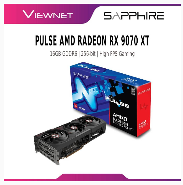 SAPPHIRE PULSE AMD Radeon RX 9070 XT 16GB GDDR6 256-bit PCIe Gaming GPU | High FPS 2K 4K Gaming | Shopee Malaysia