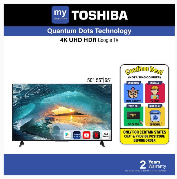 Toshiba 50 55 65 Inch QLED TV 4K UHD HDR Google TV 50M550MP 55M550MP 65M550MP | Shopee Malaysia