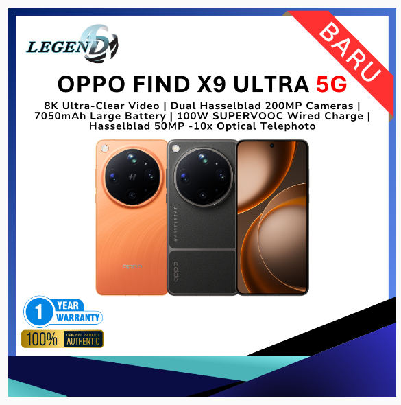 Oppo Find X9 Ultra 5G (12GB+512GB | 16GB+1TB) Original Smartphone | Snapdragon 8 Elite Gen 5 | 200MP Camera | Shopee Malaysia