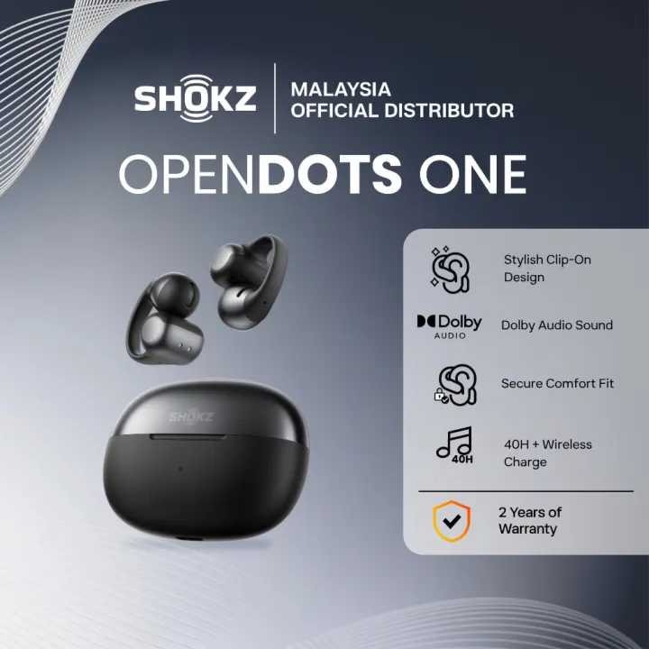 Shokz OPENDOTS ONE Open-ear for situational awareness | Comfortable Secure Fit | Immersive Audio Experience | Up to 40H | Lazada Malaysia