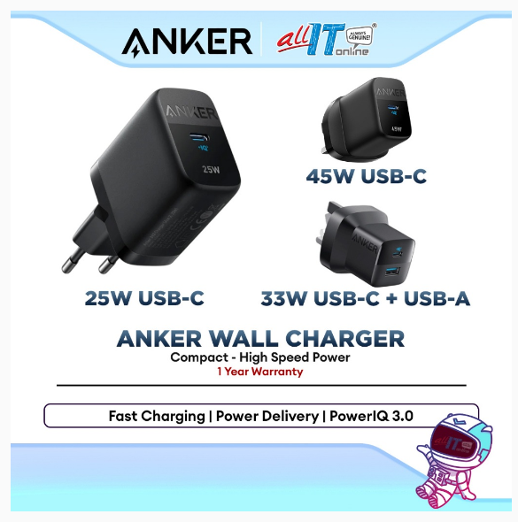 Anker USB-C Fast Charger Plug 25W,33W,45W (312 / 323 / 313 Series) Power Adapter for USB-C Devices | Shopee Malaysia