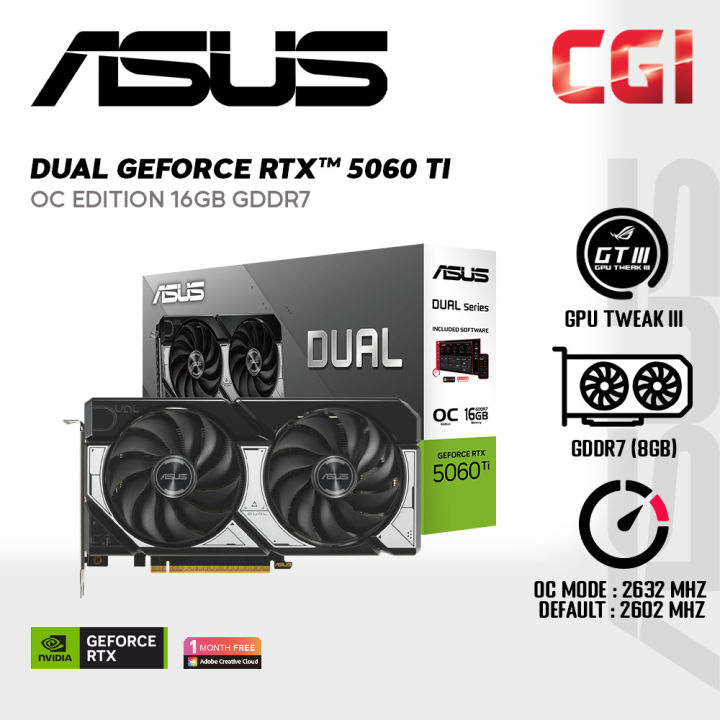ASUS Dual GeForce RTX™ 5060 Ti 16GB GDDR7 OC Overclock Edition - DUAL-RTX5060TI-O16G | Lazada Malaysia
