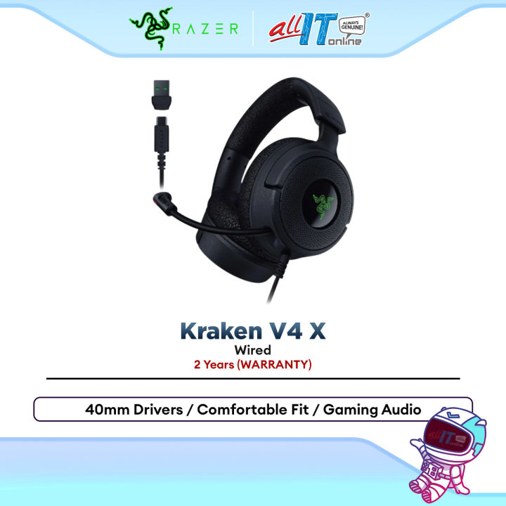 Razer Kraken V4 X Wired Gaming Headset | 40 mm Drivers | Memory Foam Cushions | Lazada Malaysia