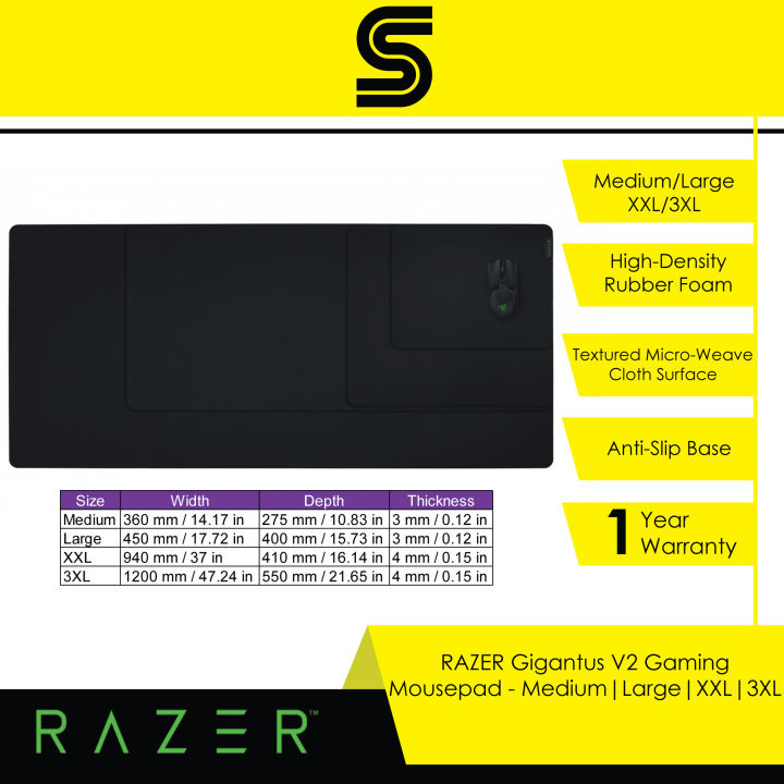 RAZER Gigantus V2 Gaming Mousepad - Medium | Large | XXL | 3XL | Lazada Malaysia