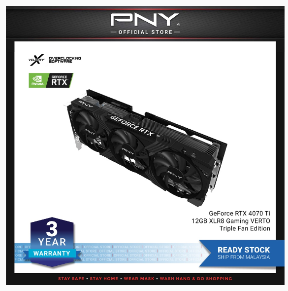 PNY GeForce RTX 4070 Ti 12GB Verto Triple Fan Edition | Shopee Malaysia
