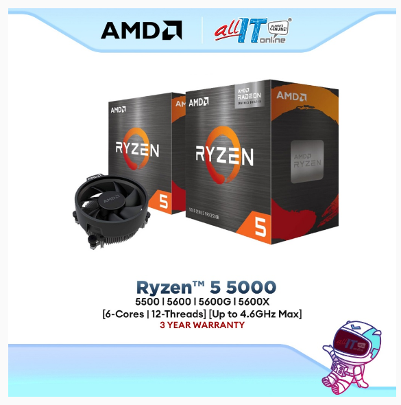 AMD Ryzen 5 5500 / 5600 / 5600G / 5600GT / 5600X / 5600XT AM4 Processor (6-Cores/12-Threads) | AMD Ryzen 5 5000 Series | Shopee Malaysia