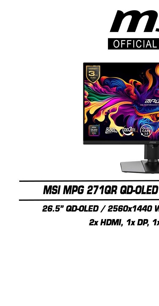 MSI MPG 271QR QD-OLED X50 Gaming Monitor (26.5" | WQHD | 500Hz | QD-OLED | 3Y) | Shopee Malaysia