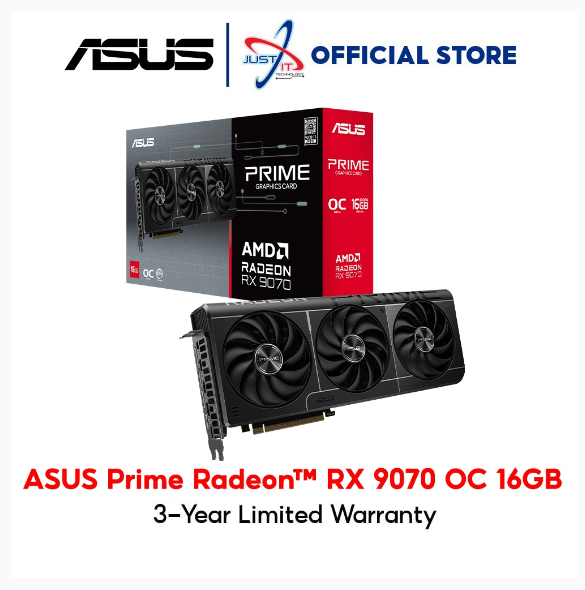 ASUS PRIME AMD Radeon RX 9070 GAMING OC 16GB GDDR6 GRAPHICS CARD ( PRIME-RX9070-O16G ) | Shopee Malaysia