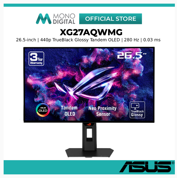 Asus 26.5 Inch ROG Strix OLED XG27AQWMG 280Hz WQHD 2560x1440 0.03ms Monitor Tandem OLED Panel 99% DCI-P3 HDR Black 500 - XG279Q | Shopee Malaysia