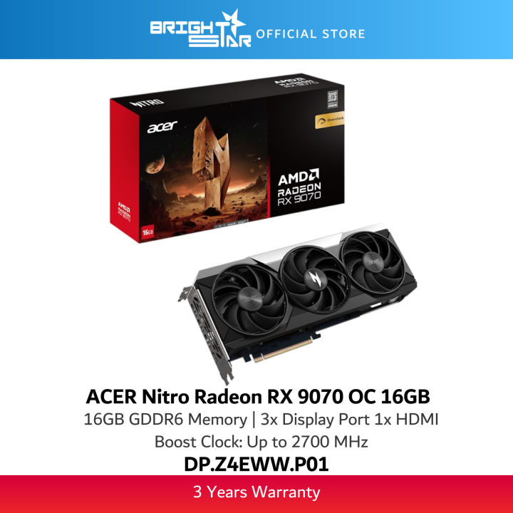 ACER Nitro Radeon RX 9070 OC 16GB GDDR6 Graphics Card | Lazada Malaysia