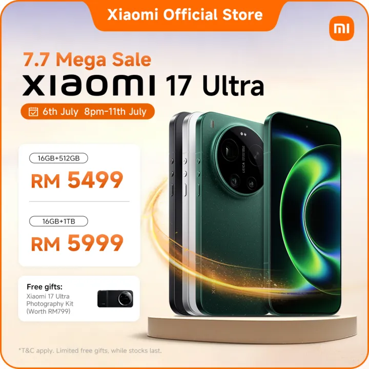 Xiaomi 17 Ultra Smartphone | 16GB+512GB/ 16GB+1TB, Leica 200MP 75-100mm telephoto, 6000mAh (typ) Xiaomi Surge Battery, Snapdragon 8 Elite Gen 5 Mobile Platform, Xiaomi HyperAl | Lazada Malaysia