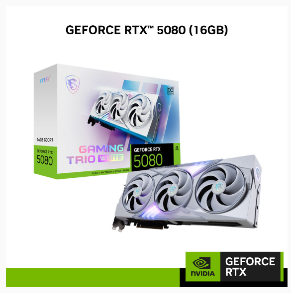 NVIDIA® Graphic Card MSI GeForce RTX™ 5080 16G GAMING TRIO OC WHITE | Shopee Malaysia