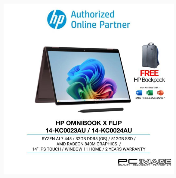HP OMNIBOOK X FLIP NG AI 14-KC0023AU / 14-KC0024AU (RYZEN AI 7 445/32GB(OB)/512GB/RADEON/14" TOUCH/W11H/HOME24/2YW+ADP) | Shopee Malaysia