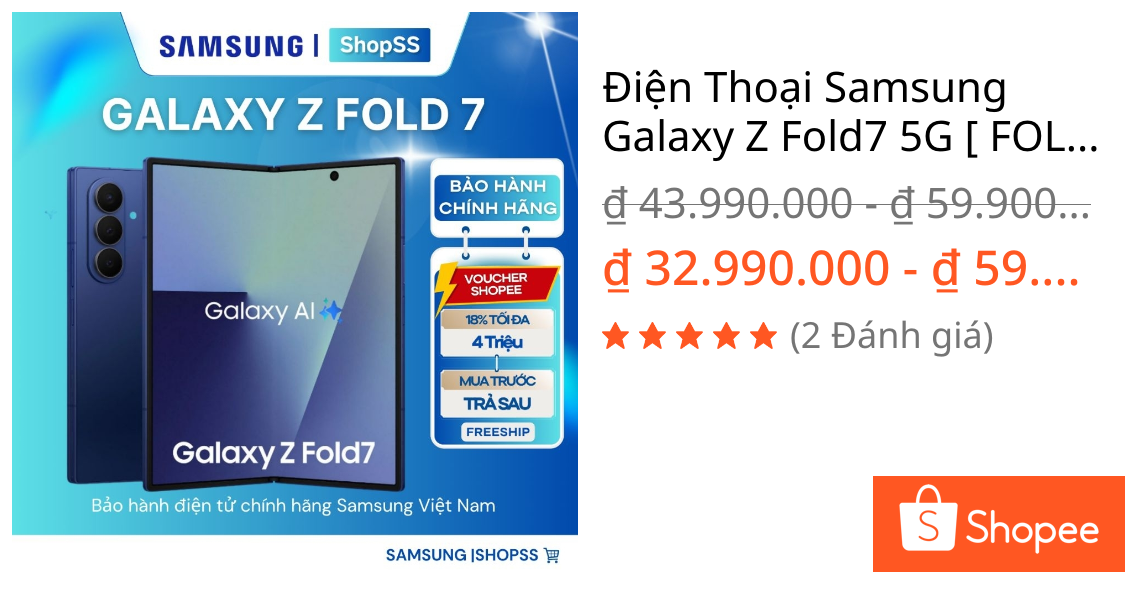 Điện Thoại Samsung Galaxy Z Fold7 5G [ FOLD 7 ] - Chính Hãng Màn Hình Gập 8 Inch Camera 200MP Đỉnh Cao | Shopee Việt Nam