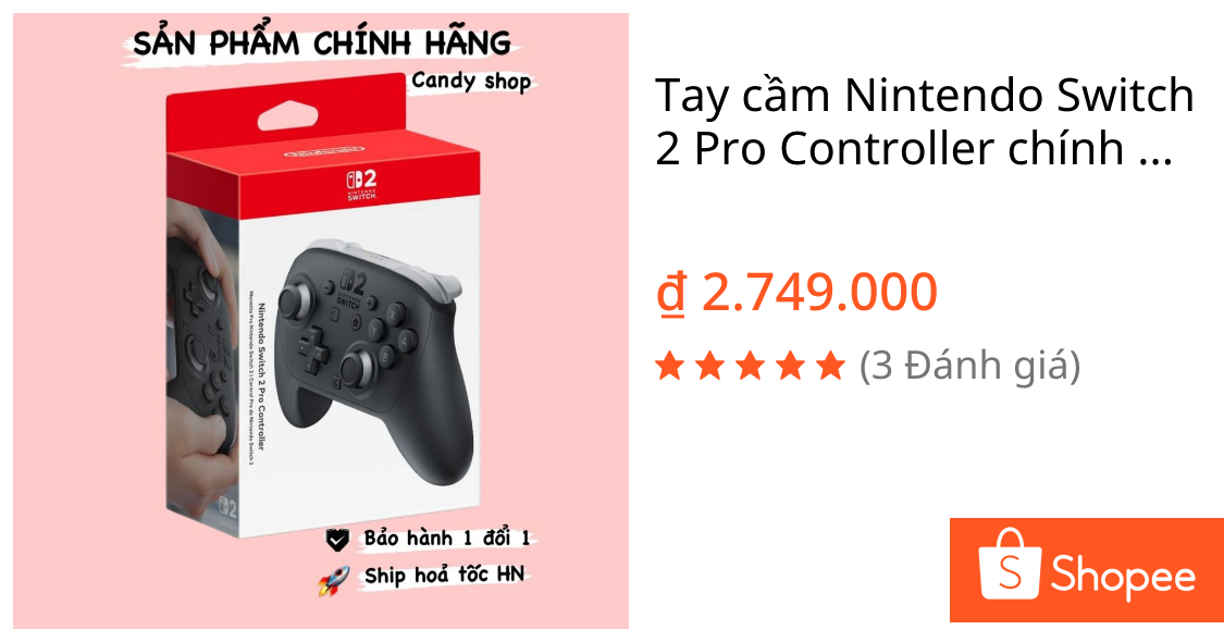 Tay cầm Nintendo Switch 2 Pro Controller chính hãng | Shopee Việt Nam