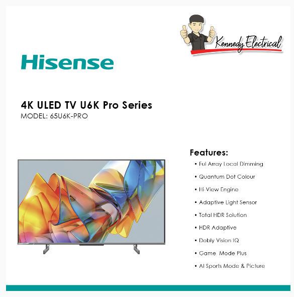 Hisense 65" 4K ULED TV U6K Pro Series 65U6K-PRO | Shopee Malaysia