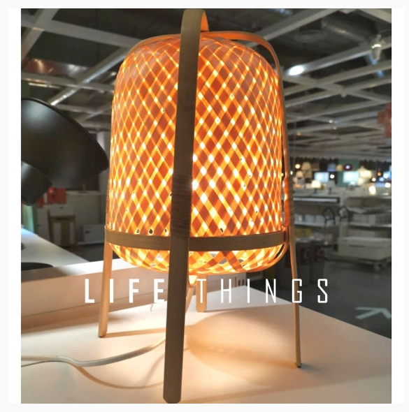 IKEA KNIXHULT Bamboo Table lamp /VARMBLIXT LED table/wall lamp, orange glass/round | Shopee Malaysia