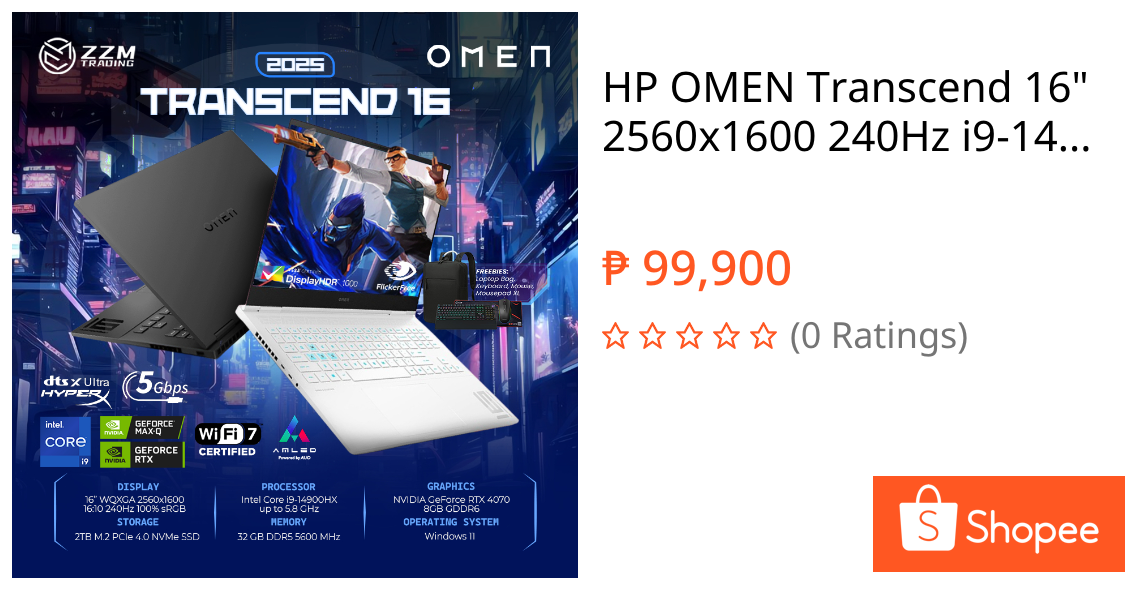 HP OMEN Transcend 16" 2560x1600 240Hz i9-14900HX RTX 4070 32GB/2TB RGB Gaming Laptop ZZM Trading | Shopee Philippines