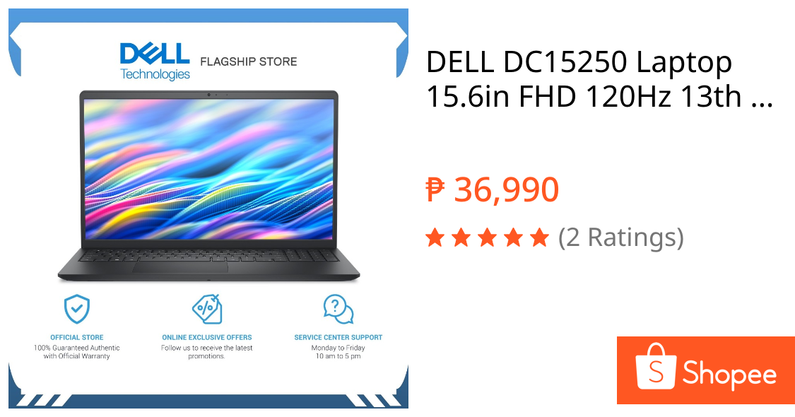 DELL DC15250 Laptop 15.6in FHD 120Hz 13th Gen Intel Core i5 8GB 512GB SSD Window 11 2 years Warranty | Shopee Philippines