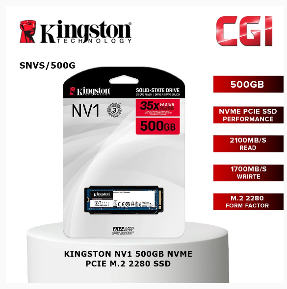 Kingston NV1 500GB NVMe PCIe M.2 2280 SSD (SNVS/500G) | Shopee Malaysia