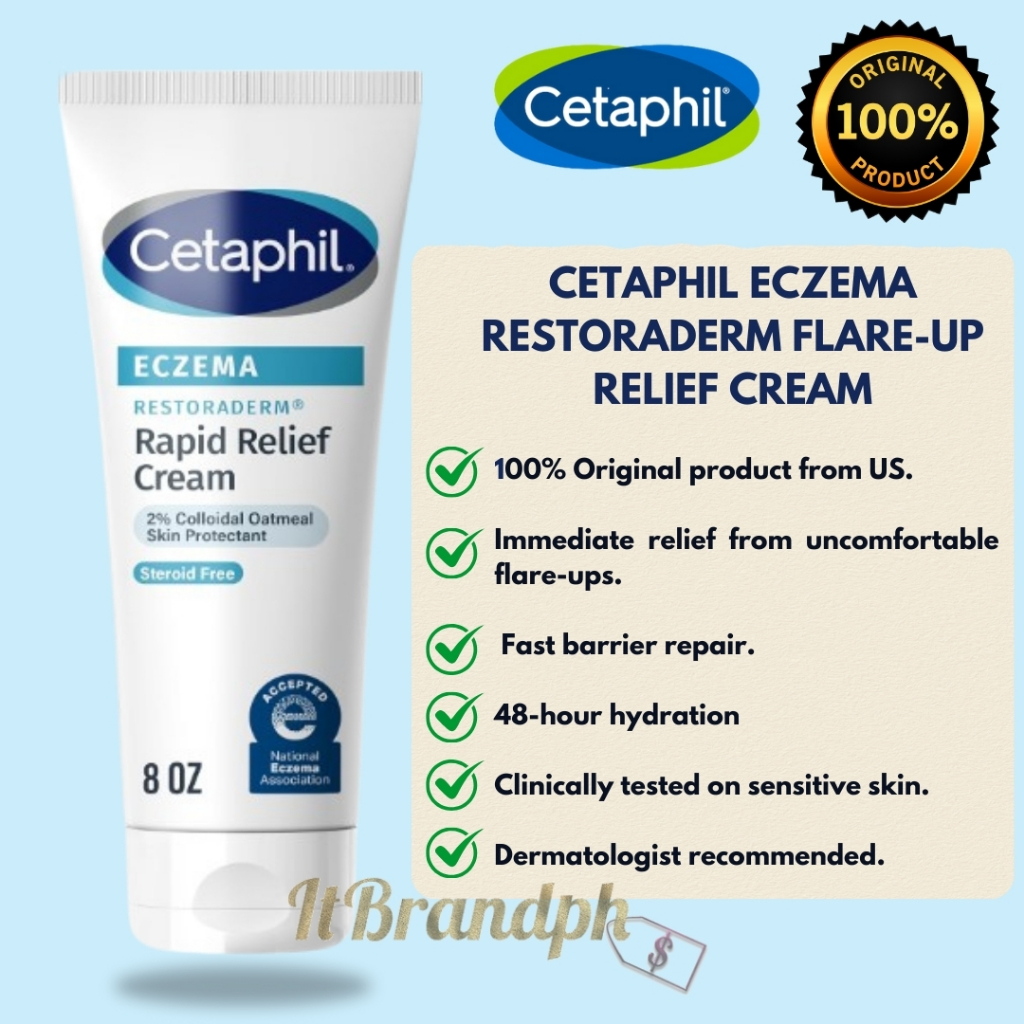 Cetaphil Eczema Restoraderm Flare Up Rapid Relief Cream, 8oz / 227g | Shopee Philippines