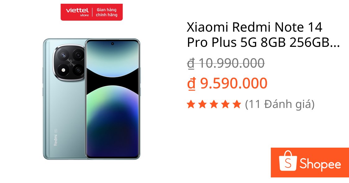 Xiaomi Redmi Note 14 Pro Plus 5G 8GB 256GB Chính hãng | Shopee Việt Nam