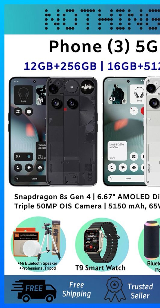 NOTHING Phone 3 5G 12GB+256GB/16GB+512GB |Snapdragon 8s Gen 4 |Triple 50MP Camera |65W Wired Charge |Original Nothing | Shopee Malaysia