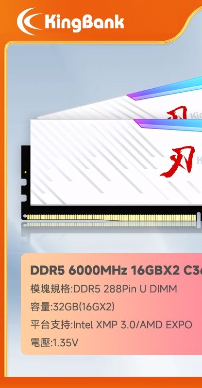 [Next Day Delivery] KingBank RGB DDR5 6000 32GB [16GBx2] Desktop Memory/Including Radiator/High-Quality Particles | Shopee Malaysia